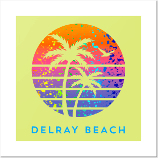 Delray Beach Palm Tree Sunset Family Cool Coastal Vacation Souvenir Posters and Art